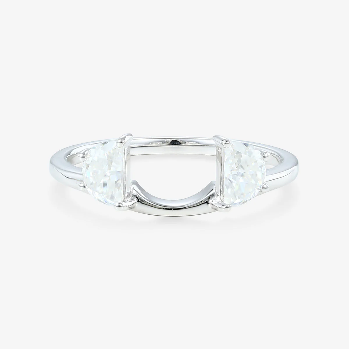 Unique Half-moon cut Moissanite | Diamonds Open wedding band