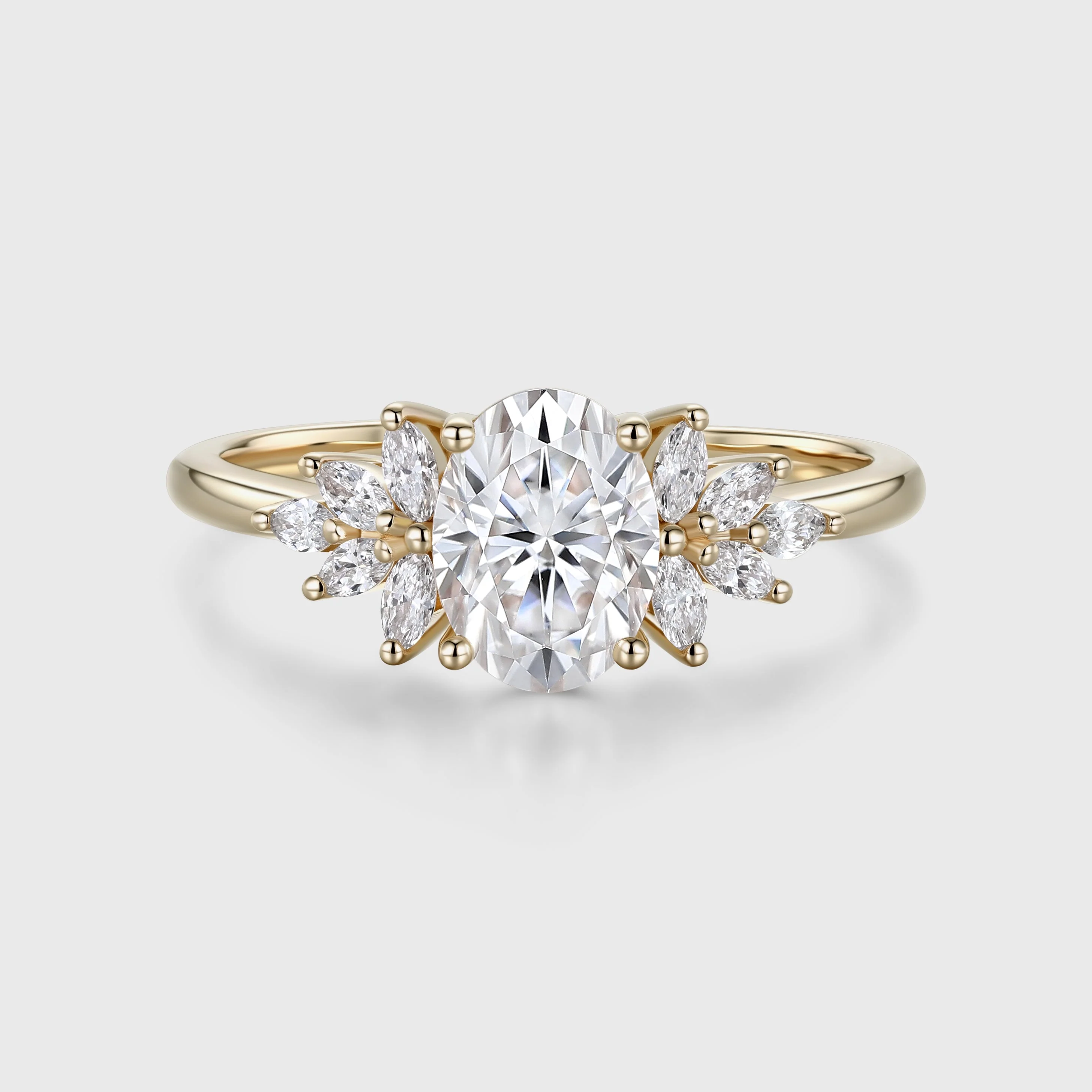 1.5 Carat Vintage Oval cut Moissanite Cluster Engagement Ring for Women - Image 3