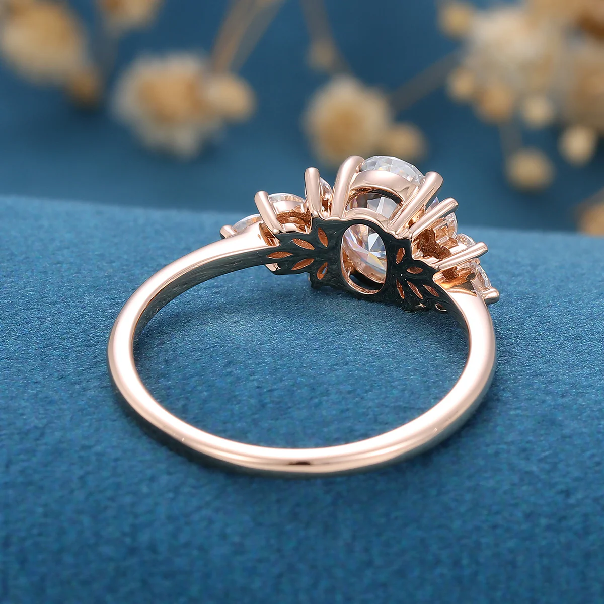1.5 Carat Vintage Oval cut Moissanite Cluster Engagement Ring for Women - Image 7