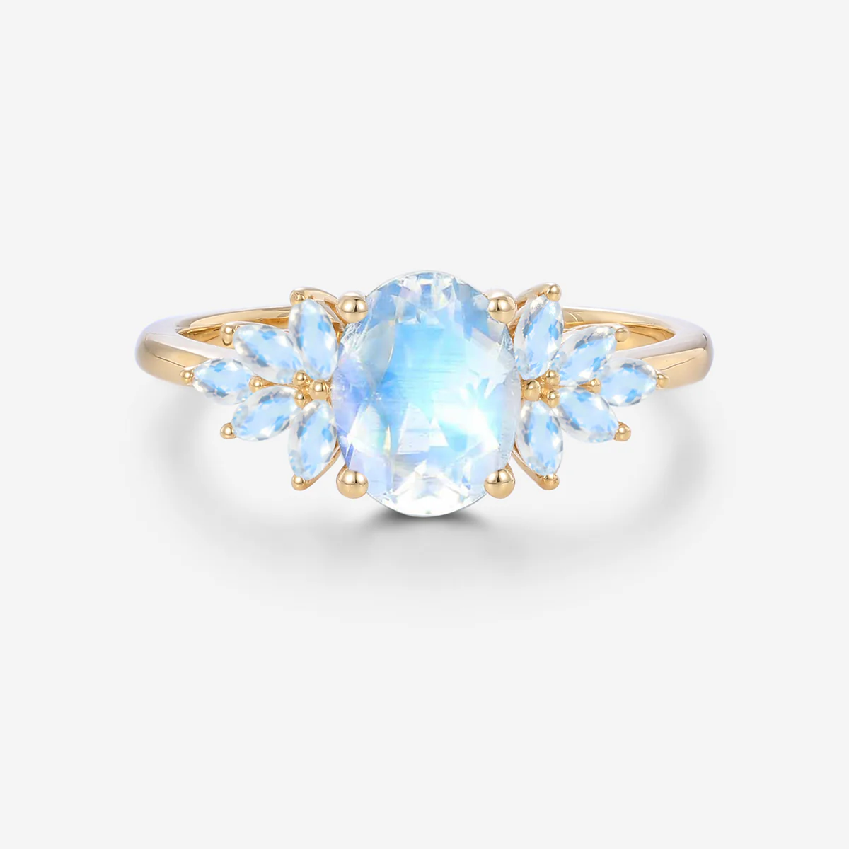 Oval cut moonstone cluster Engagement ring