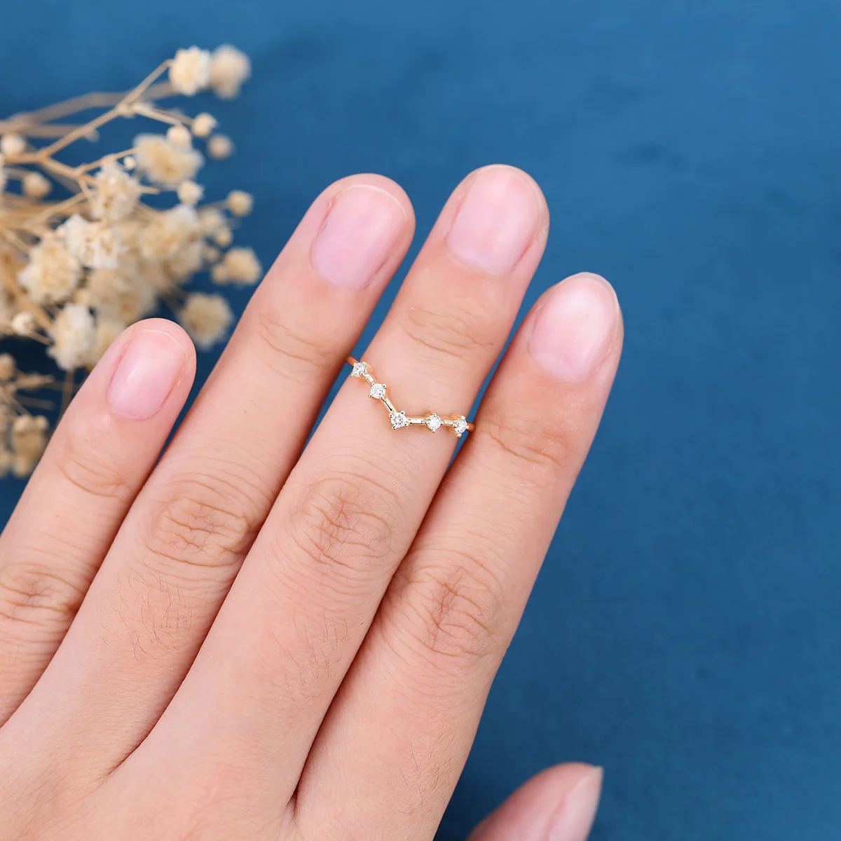Diamond Curved Wedding Band Ring Matching Engagement ring - Image 11