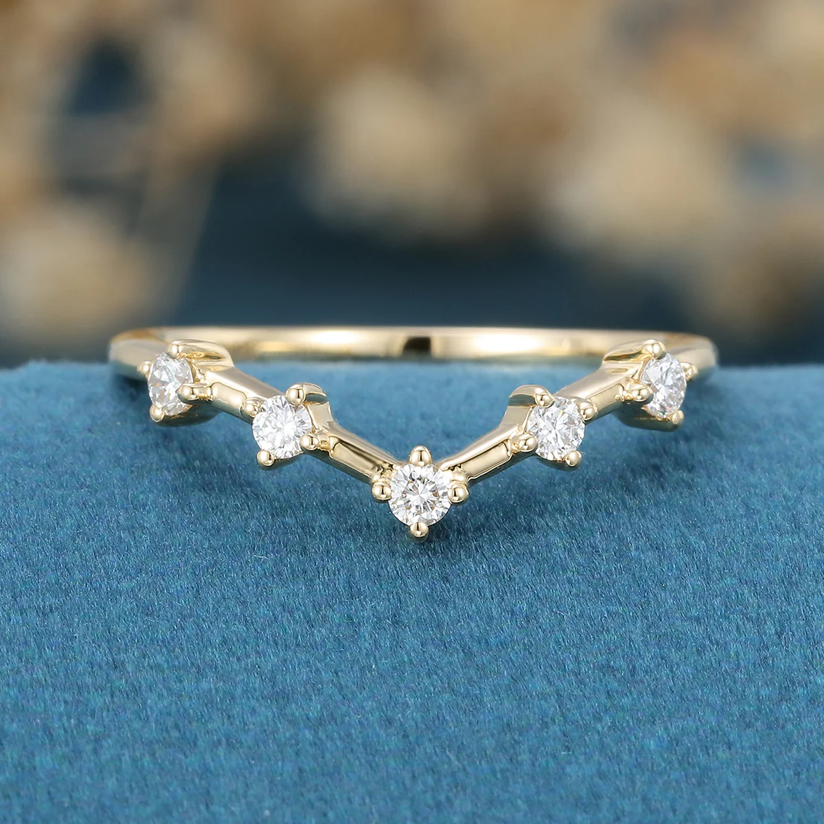 Diamond Curved Wedding Band Ring Matching Engagement ring - Image 12
