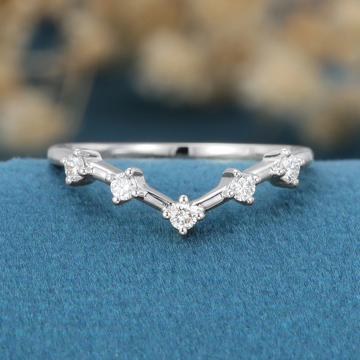 Diamond Curved Wedding Band Ring Matching Engagement ring - Image 13